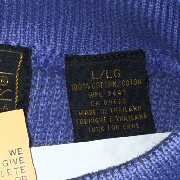 vintage L.L.Bean blue knit long-sleeve Henley sweater NWT And Receipt 1988 - Picture 7 of 12